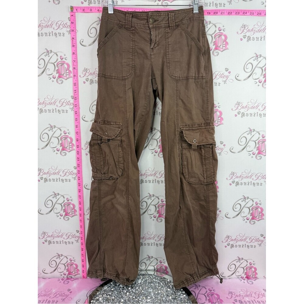 Garage pants cargo pockets pull tie hem Brown Cargo Pants